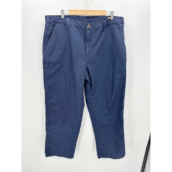Carhartt Blue Dungaree Fit Carpenter Work Pants Ripstop Mens Cotton Size 40x30 - Picture 1 of 6